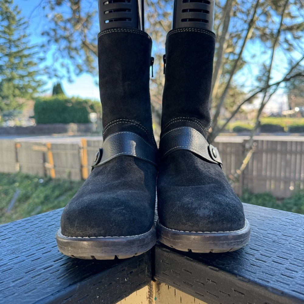 Taos Women’s Craft Black Suede Leather Side Zip Heeled Boots Size 40 - Picture 2 of 10